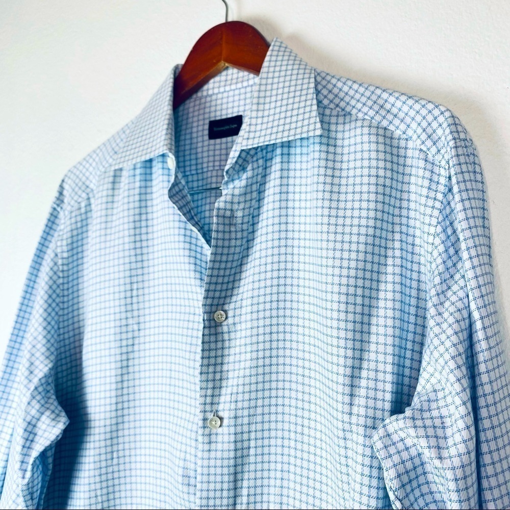 Ermenegildo Zegna Blue Check Dress Shirt